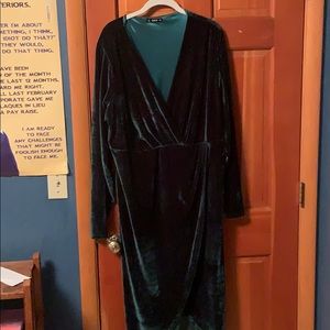 Shein 4XL Christmas green velvet cocktail dress